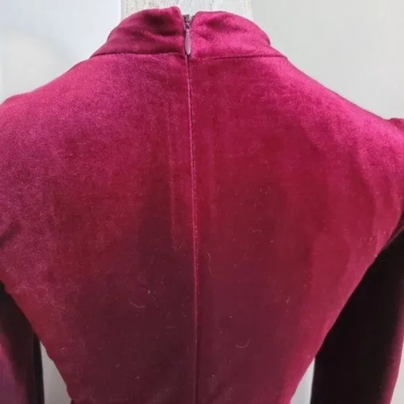 Romeo & Juliet Couture Burgundy Velvet Choker Dress Sz S - Picture 6 of 14